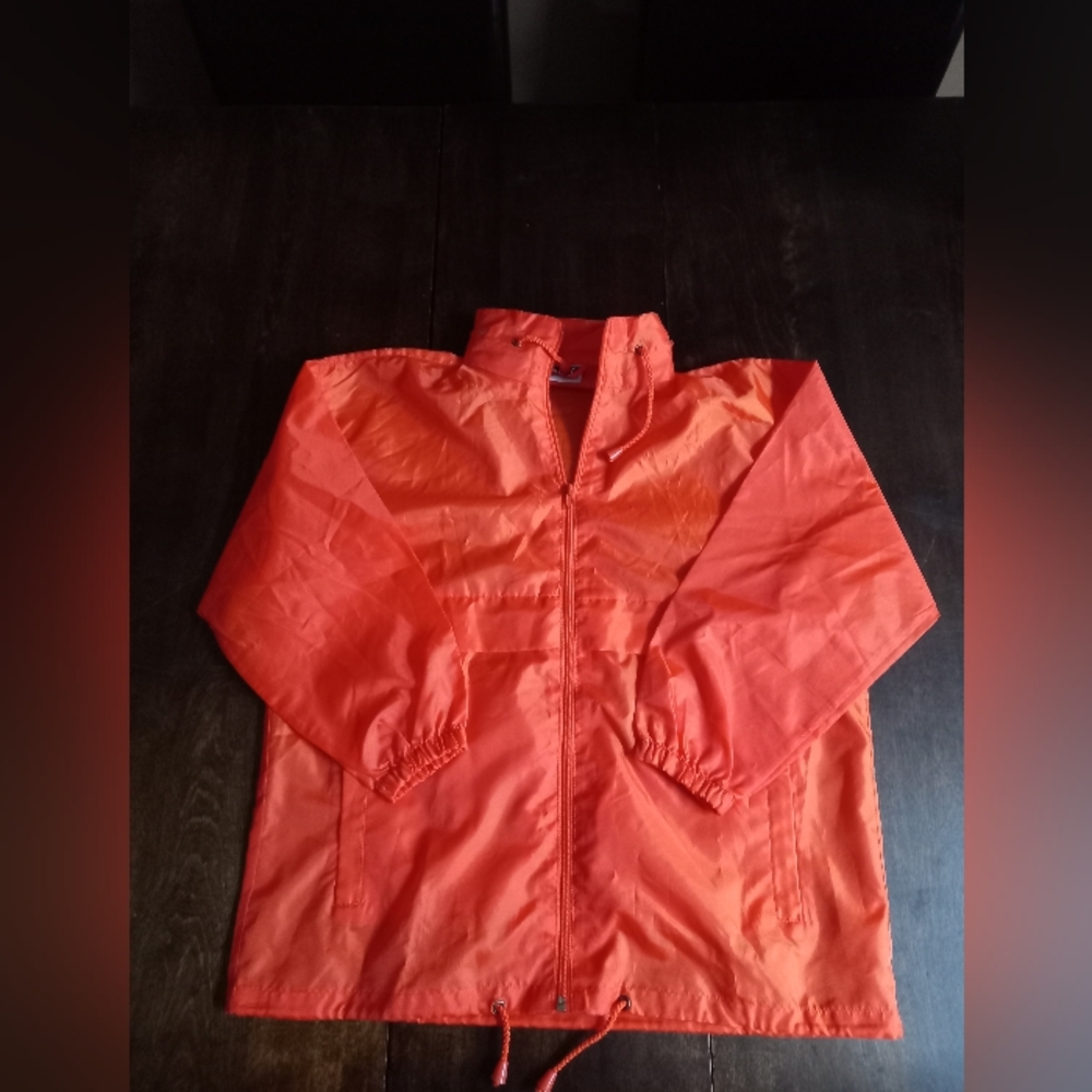 Unisex Orange Windbreaker Size 12/14